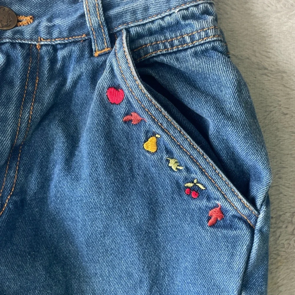 Disney Winnie the Pooh Embroidered Blue Denim Cargo Pants Girls size 7